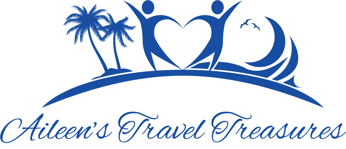 Aileen's Travel Treasures logo blue without tagline