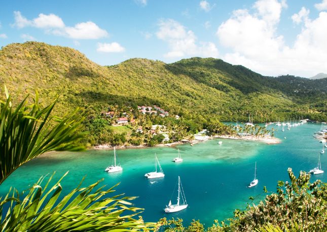 Saint Lucia bay with boats