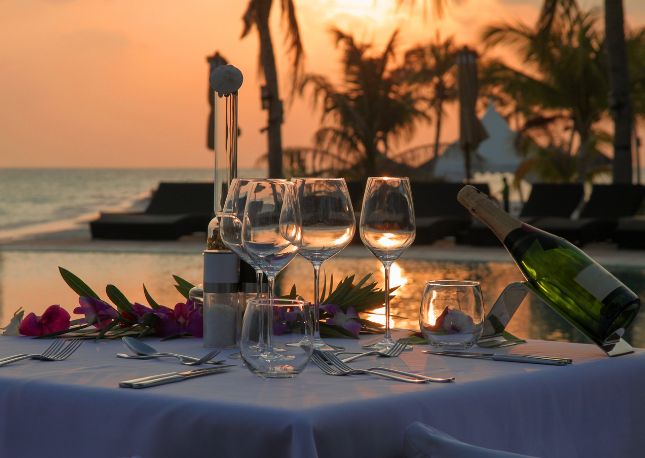 romantic dinner on the beach