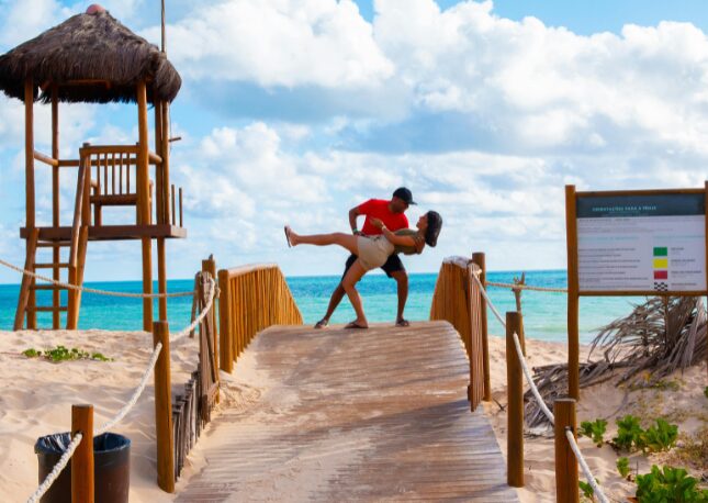 Such a happy couple celebrating their honeymoon.