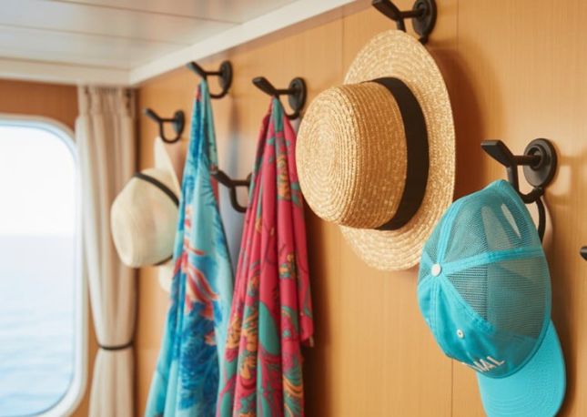 Additional hooks help keep you organized in small spaces.