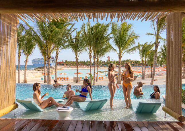 Sharing a cabana with friends and family gives you that private space while on the private island.