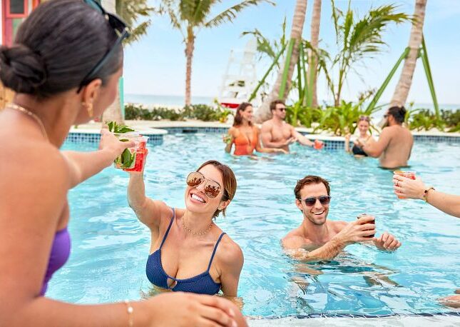 Enjoy the swim up bar and so much more on a private island experience.