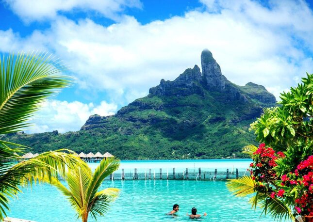 Tranquil waters in Bora Bora make for great beach days