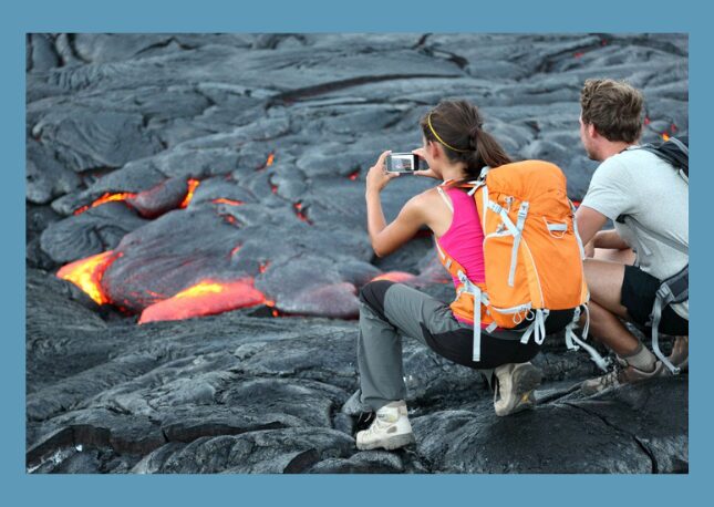 Taking a tour to see the volcano