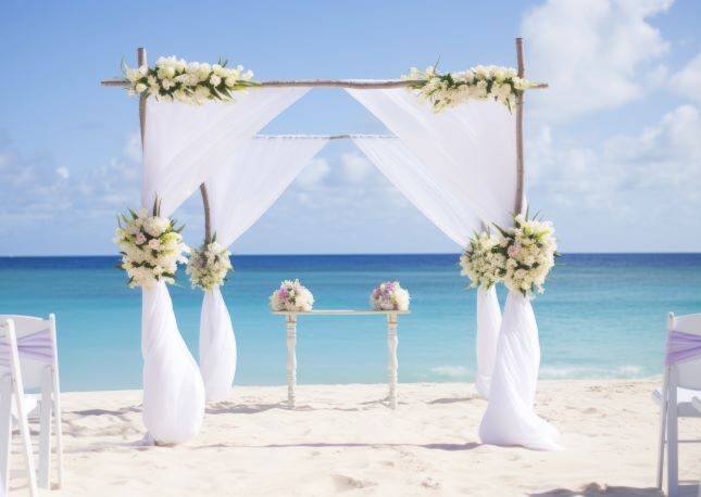 Simple yet stunning destination wedding beach set up