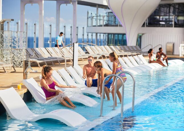 Enjoying family time by the pool