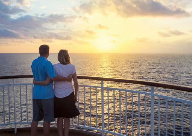 Watching the sunset from your cruise ship
