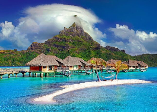 Overwater Bungalows in the French Polynesia