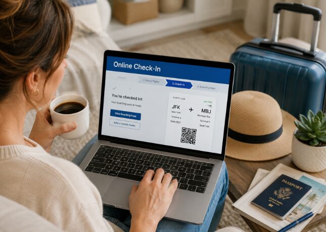 Make sure to check in online before arriving to the airport.